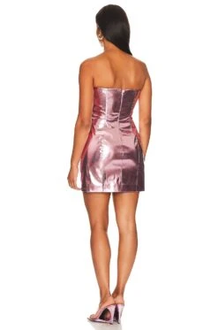 Song Of Style Karlee Mini Dress Metallic Pink -Bardot Store SOSR WD209 V3