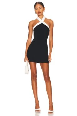 Brielle Cross Front Dress Black & White -Bardot Store SPDW WD2012 V1 1