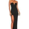 Gianna Sweetheart Slit Gown Black