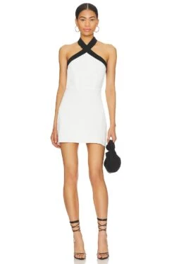 Brielle Cross Front Dress Black & White -Bardot Store SPDW WD2189 V1