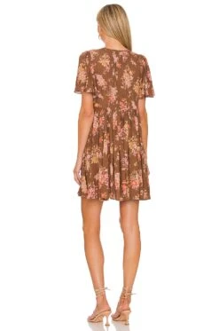 Meadowland Flutter Sleeve Mini Dress Hazelnut -Bardot Store SPEL WD265 V3