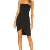 Strapless Side Pleat Dress Black