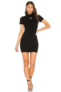 ALEXANDER WANG Bodycon Crewneck Tee Dress Black