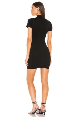 ALEXANDER WANG Bodycon Crewneck Tee Dress Black -Bardot Store TBYA WD386 V3