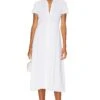 THEORY Short Sleeve Midi Dress White