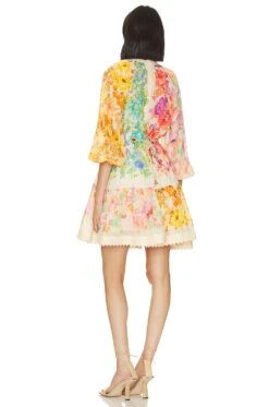 Zimmermann Raie Mini Dress Multi Floral 5 Zimmermann Raie Mini Dress Multi Floral -Bardot Store ZIMM WD414 V3